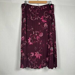 Chico's Burgandy Pink Pleated A-Line Midi Skirt Chico’s size 2.5 (Size L/14)